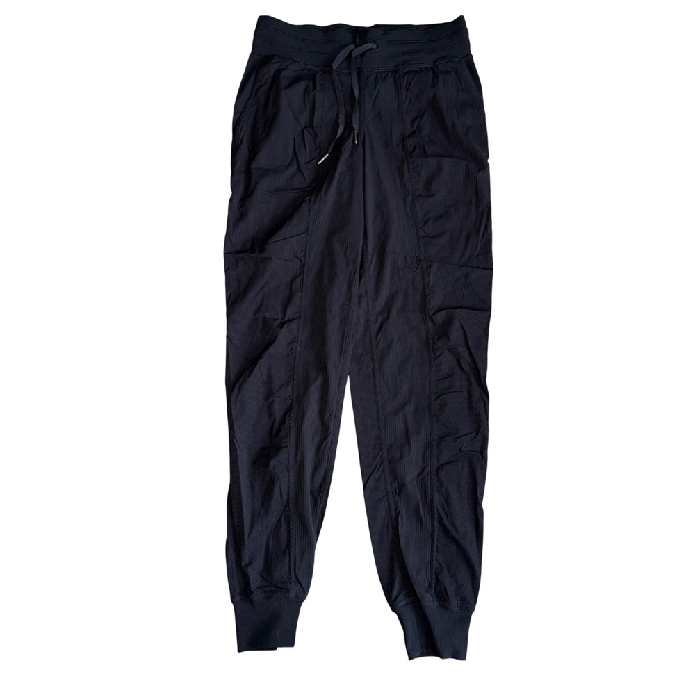 Lululemon Dance Studio Jogger Womens 4 Black Excellent Pinstripe LW5ENMS